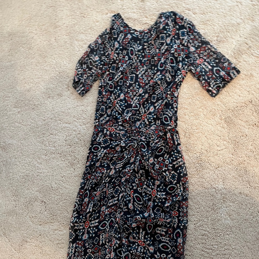 Isabel Marant semi-sheer ruched front keyhole back dress